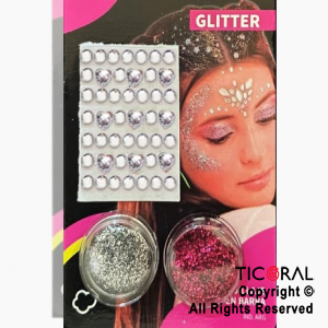 KIT PARA MAQUILLAJE SAN VALENTIN 2 COLORES+STRASS AUTOADHESIVO 645-01 x 1